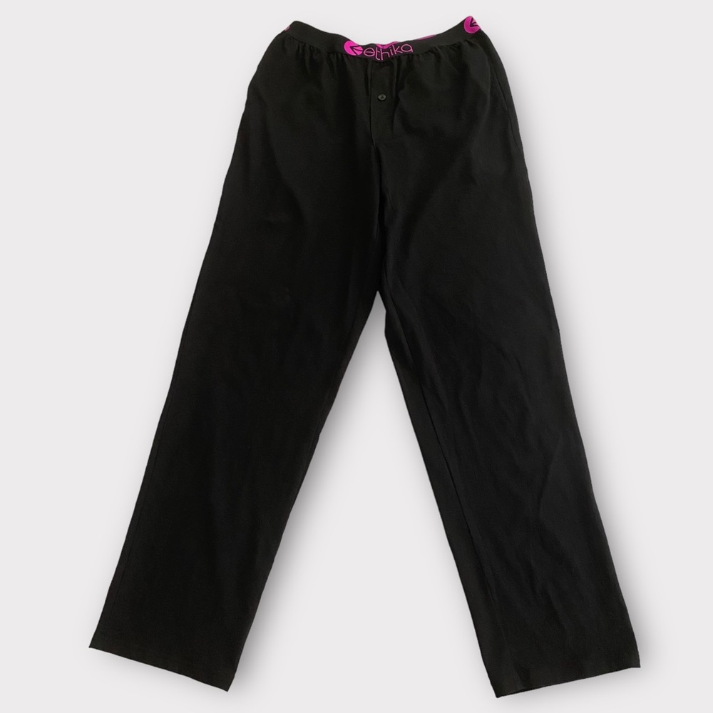 Ethika Men’s Pants Modal Black Pink Lurex Loose Fit Breathable Loungewear